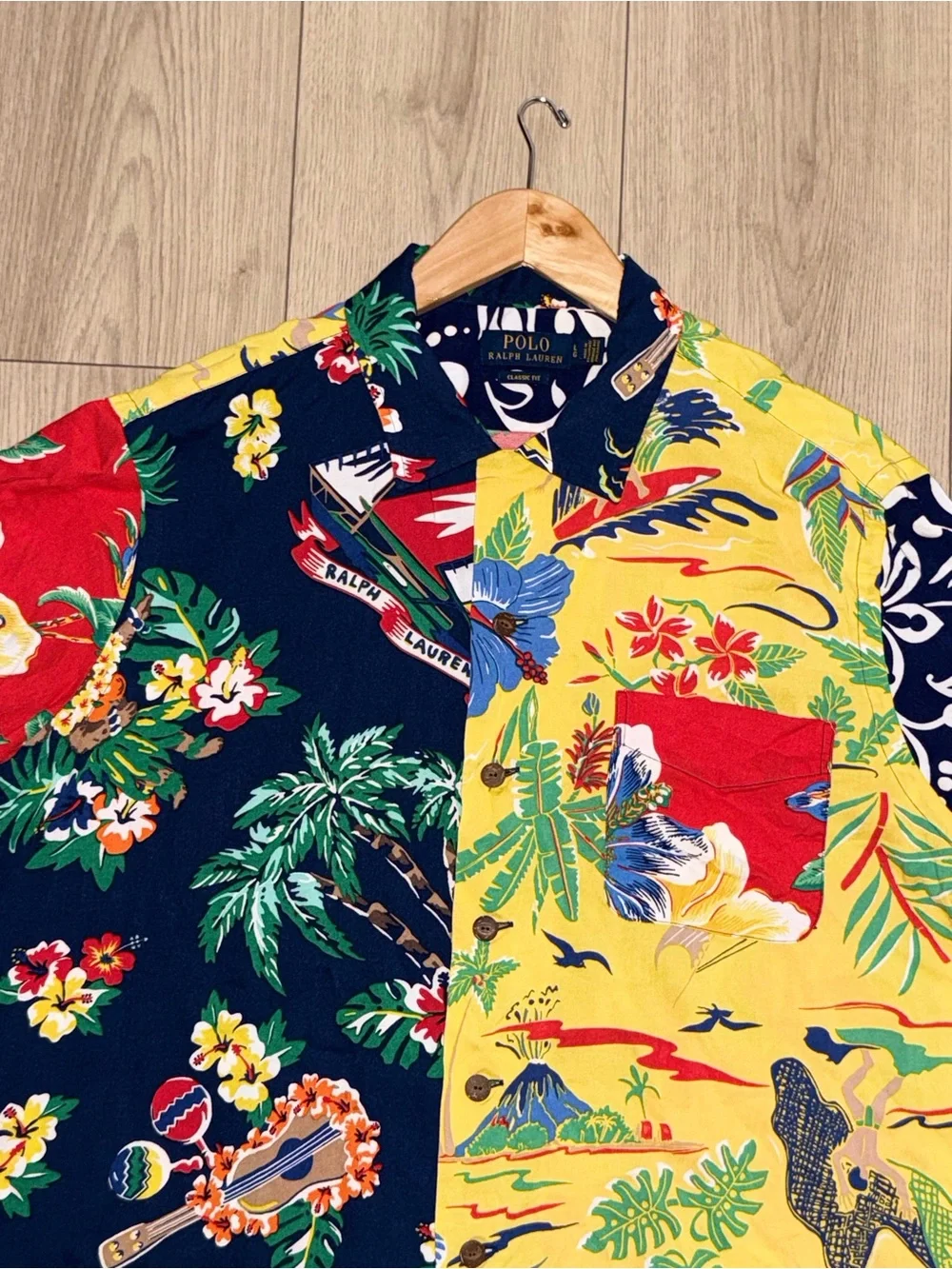 Polo Ralph Lauren Mens L Hawaiian Shirt 100% Viscose Tropical Floral Classic Fit